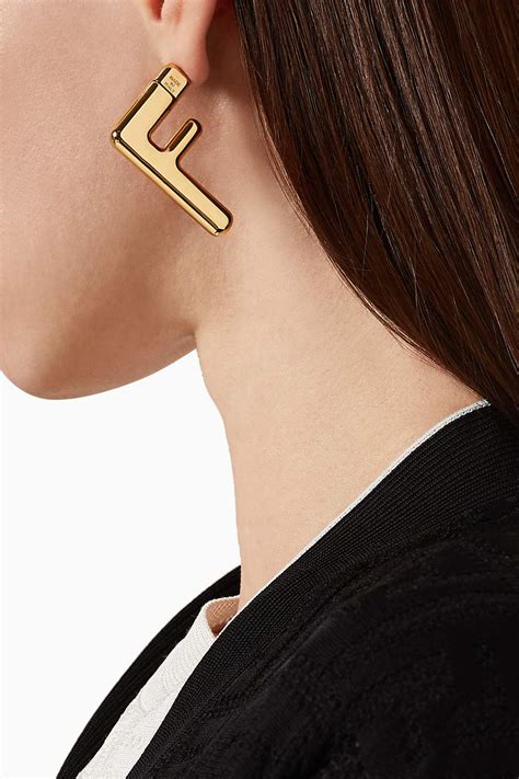 fendi earrings gold|Fendi pierced earrings.